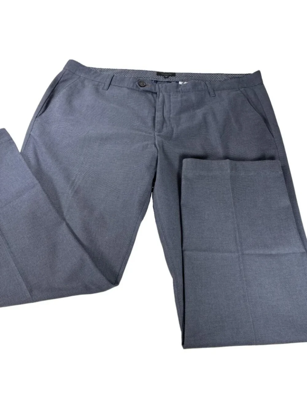 Ted Baker London Mens 40R Dress Pants Slacks Charcoal Gray Textured Floral Trim